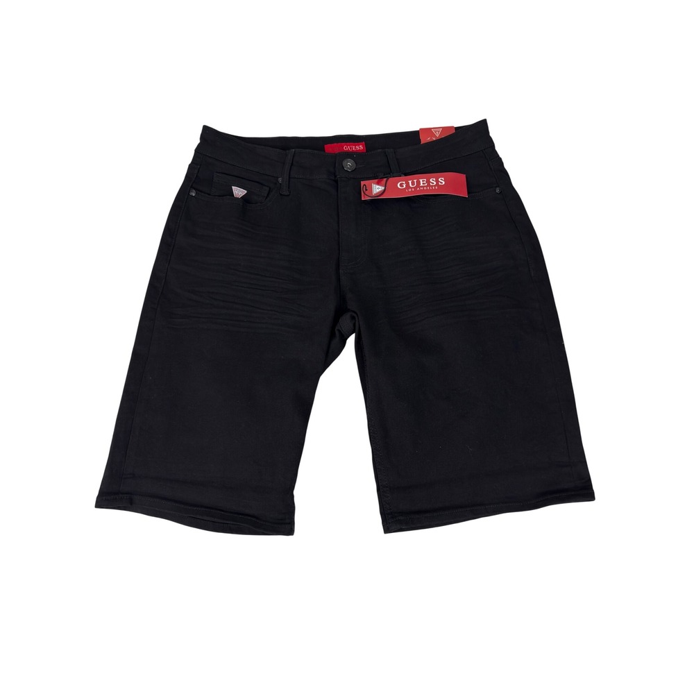Guess Sonny Short Mens 34 Black Wash Stretch Denim Jean Shorts 12" Inseam New